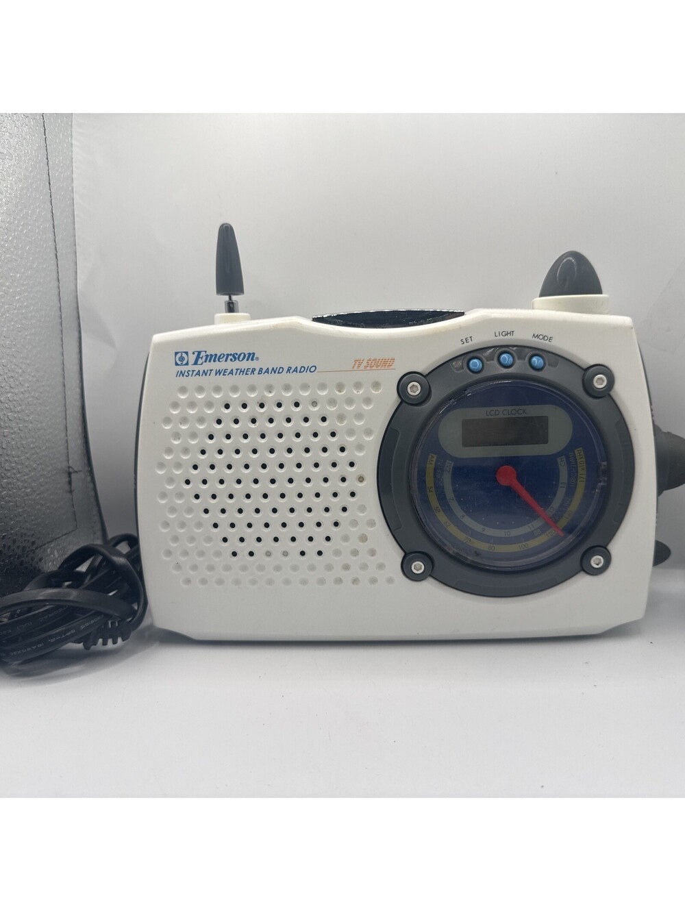 Vintage Emerson Instant Weather Band Radio LCD Clock AM FM TV Tested
